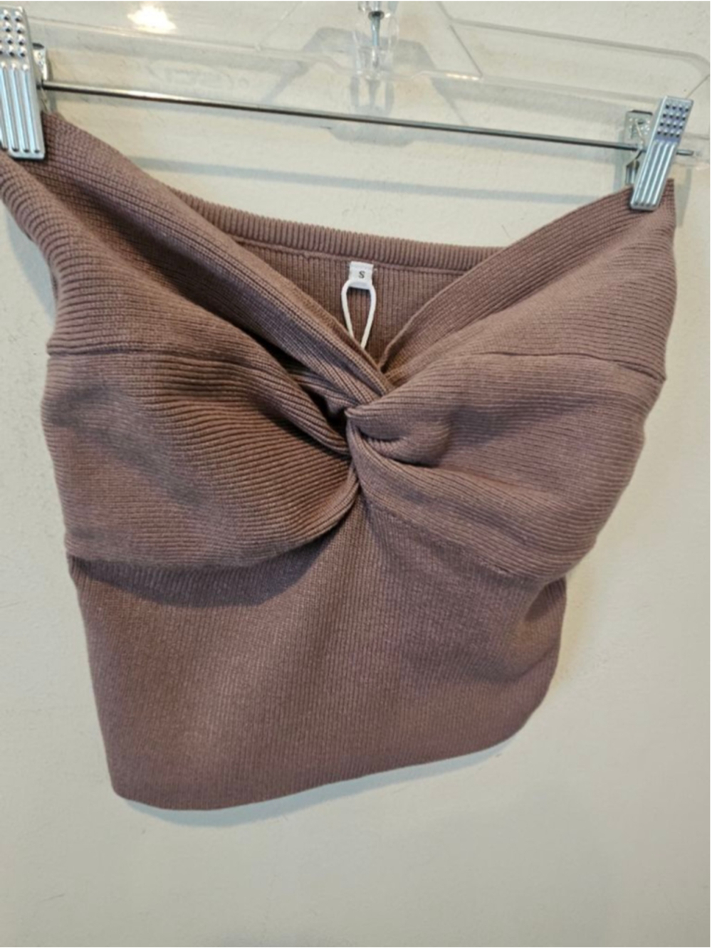 Women's ANRABESS NWT Brown Ribbed Knit Bandeau Tube Top S - Picture 6 of 12